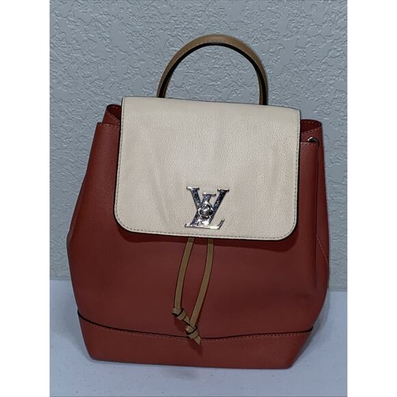 Louis Vuitton Backpack LockMe Pink Rose Creme Leather Handbag Purse With COA - Picture 1 of 16